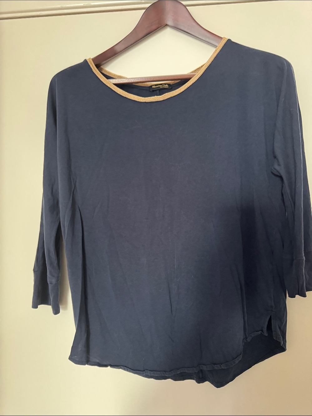 Massimo Dutti Navy Top with Gold Trim